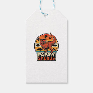 Papawsaurus Retro-Dinosaur-Sonnenuntergangs-Vektor Geschenkanhänger
