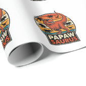 Papawsaurus Retro-Dinosaur-Sonnenuntergangs-Vektor Geschenkpapier (Rolleneckpunkt)