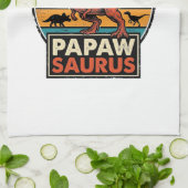 Papawsaurus Retro-Dinosaur-Sonnenuntergangs-Vektor Geschirrtuch (Gefaltet)