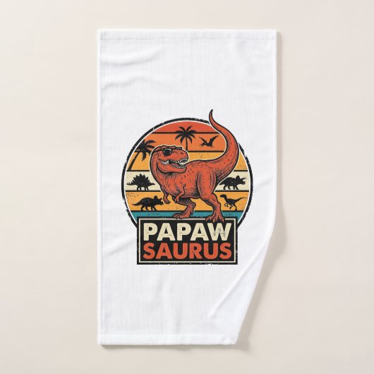 Papawsaurus Retro-Dinosaur-Sonnenuntergangs-Vektor Handtuch (Handtuch)