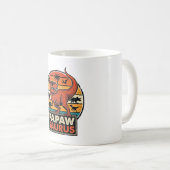 Papawsaurus Retro-Dinosaur-Sonnenuntergangs-Vektor Kaffeetasse (VorderseiteRechts)