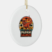 Papawsaurus Retro-Dinosaur-Sonnenuntergangs-Vektor Keramik Ornament (Rechts)