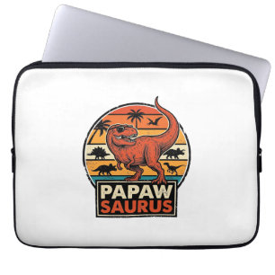 Papawsaurus Retro-Dinosaur-Sonnenuntergangs-Vektor Laptopschutzhülle