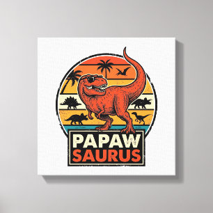 Papawsaurus Retro-Dinosaur-Sonnenuntergangs-Vektor Leinwanddruck