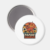 Papawsaurus Retro-Dinosaur-Sonnenuntergangs-Vektor Magnet (Vorderseite/Rückseite)