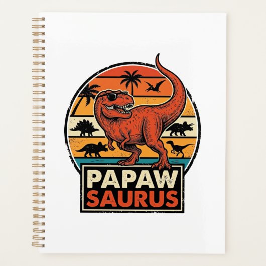 Papawsaurus Retro-Dinosaur-Sonnenuntergangs-Vektor Planer (Vorderseite)