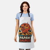 Papawsaurus Retro-Dinosaur-Sonnenuntergangs-Vektor Schürze (Getragen)