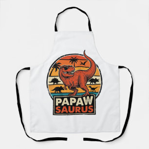 Papawsaurus Retro-Dinosaur-Sonnenuntergangs-Vektor Schürze