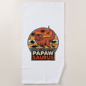 Papawsaurus Retro-Dinosaur-Sonnenuntergangs-Vektor Strandtuch (Vorderseite)