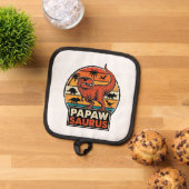 Papawsaurus Retro-Dinosaur-Sonnenuntergangs-Vektor Topflappen (Oben Unten)