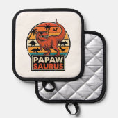 Papawsaurus Retro-Dinosaur-Sonnenuntergangs-Vektor Topflappen (Vorderseite/Rückseite)