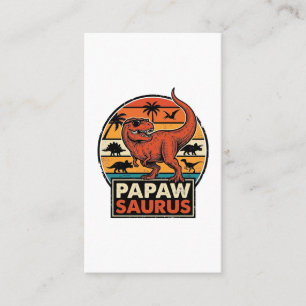 Papawsaurus Retro-Dinosaur-Sonnenuntergangs-Vektor Visitenkarte