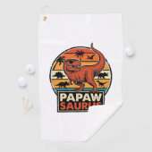 Papawsaurus Retro-Dinosaurier-Sonnenuntergangs-Vek Golfhandtuch (Insitu)