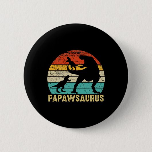 Papawsaurus Rex Papaw Dinosaur 2 Kids Fathers Day Button (Vorderseite)