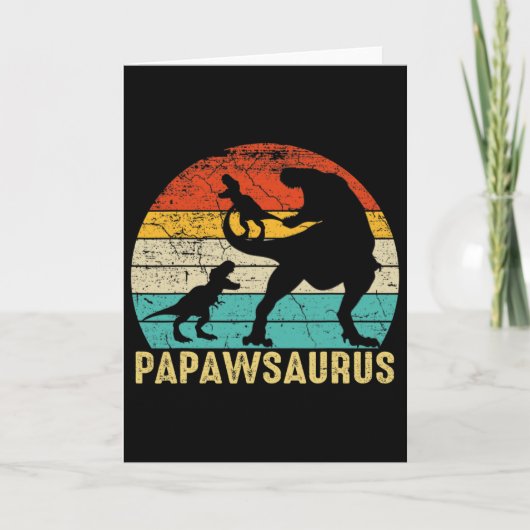 Papawsaurus Rex Papaw Dinosaur 2 Kinder Vatertag Karte (Vorderseite)