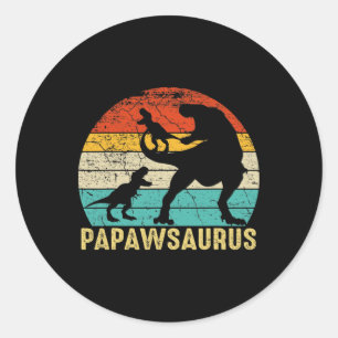 Papawsaurus Rex Papaw Dinosaur 2 Kinder Vatertag  Runder Aufkleber