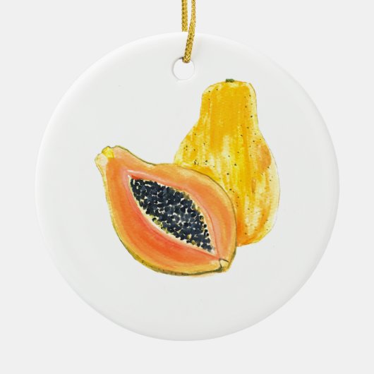 Papaya-Aquarell Keramikornament (Vorne)