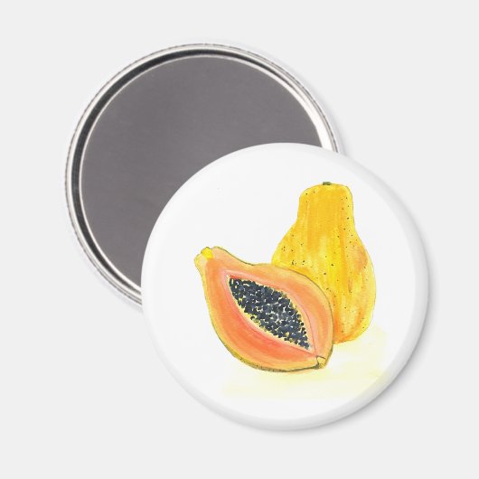 Papaya-Aquarell Magnet (Vorderseite/Rückseite)