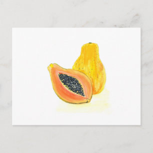 Papaya Aquarellfrucht tropisch Exotic Orange Postkarte