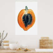 PAPAYA botanischer Fruchtorange Poster (Küche)