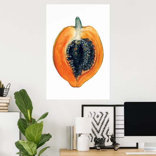 PAPAYA botanischer Fruchtorange Poster (Heimbüro)