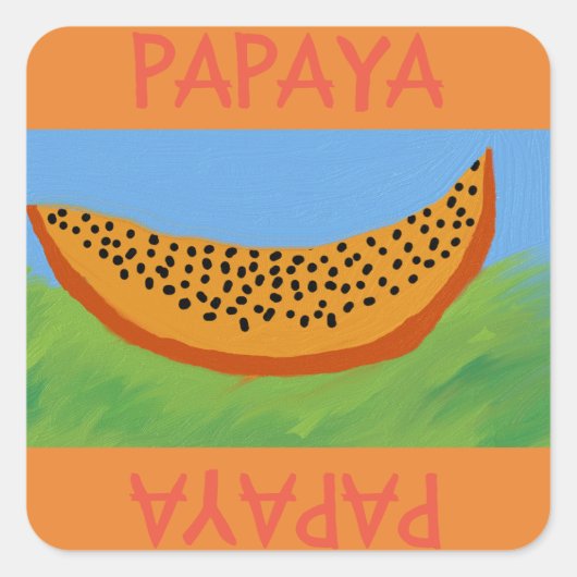 Papaya-Cartoon gezeichnet Quadratischer Aufkleber (Vorderseite)