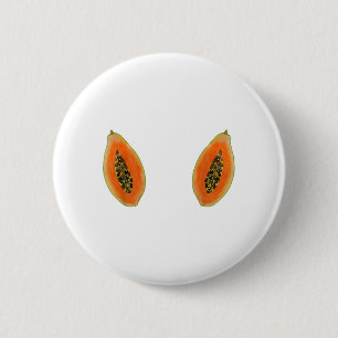 Papaya Cottagecore Früchte Wasserfarbe Papaya Button