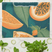 Papaya Floral Personalisiertes Muster Geschirrtuch (Gefaltet)