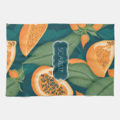 Papaya Floral Personalisiertes Muster Geschirrtuch (Horizontal)