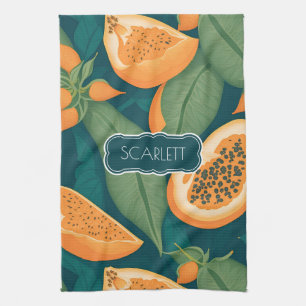 Papaya Floral Personalisiertes Muster Geschirrtuch
