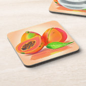 Papaya-Freshness in Scheiben Getränkeuntersetzer (Linke Seite)