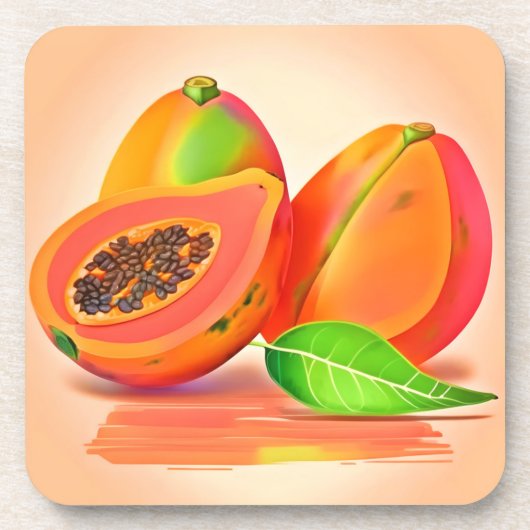 Papaya-Freshness in Scheiben Getränkeuntersetzer (Vorderseite)