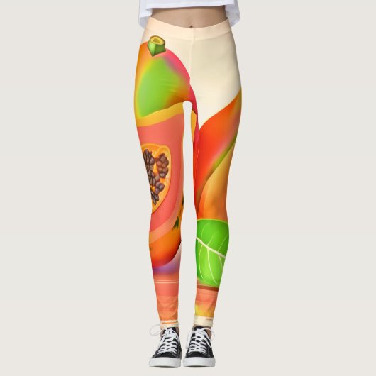 Papaya-Freshness in Scheiben Leggings (Vorderseite)