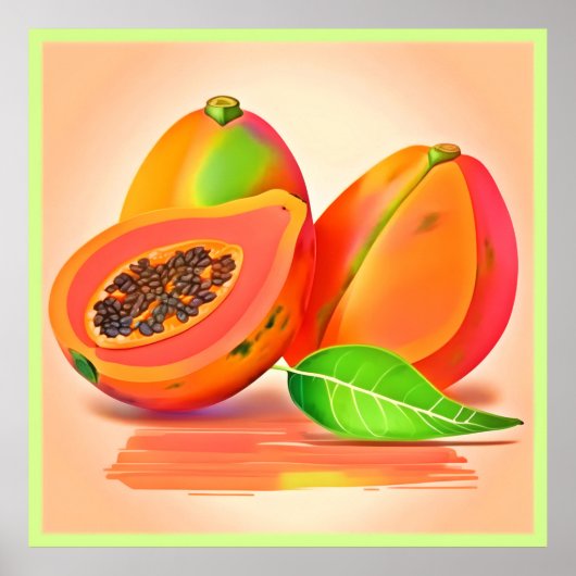 Papaya-Freshness in Scheiben Poster (Vorne)