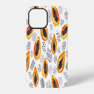 Papaya-Frucht: abstraktes Wasserfarbmuster. iPhone 12 Hülle