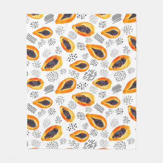 Papaya-Früchte: abstraktes Aquarellmuster. Fleecedecke