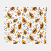 Papaya-Früchte: abstraktes Aquarellmuster. Fleecedecke (Vorderseite (Horizontal))
