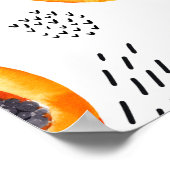 Papaya-Früchte: abstraktes Aquarellmuster. Poster (Ecke)