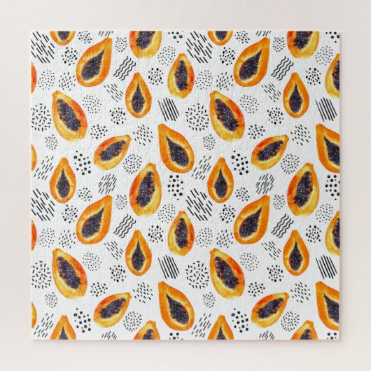 Papaya-Früchte: abstraktes Aquarellmuster. Puzzle (Vertikal)