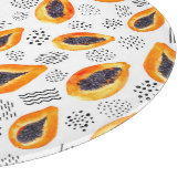 Papaya-Früchte: abstraktes Aquarellmuster. Schneidebrett (Ecke)