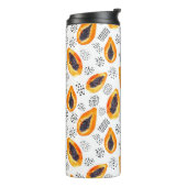 Papaya-Früchte: abstraktes Aquarellmuster. Thermosbecher (Nach links gedreht)