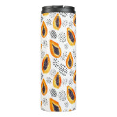 Papaya-Früchte: abstraktes Aquarellmuster. Thermosbecher (Rückseite)