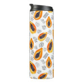 Papaya-Früchte: abstraktes Aquarellmuster. Thermosbecher (Nach rechts gedreht)