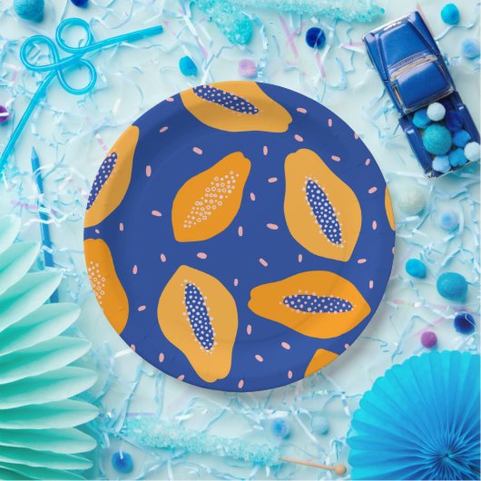 Papaya-Fruchtmuster Pappteller (Party)