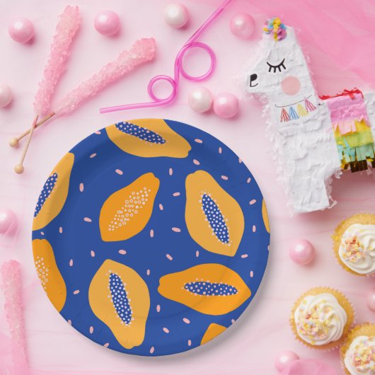 Papaya-Fruchtmuster Pappteller (Party)