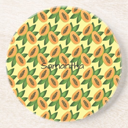 Papaya Fruchtwackelpapier Getränkeuntersetzer (Vorne)