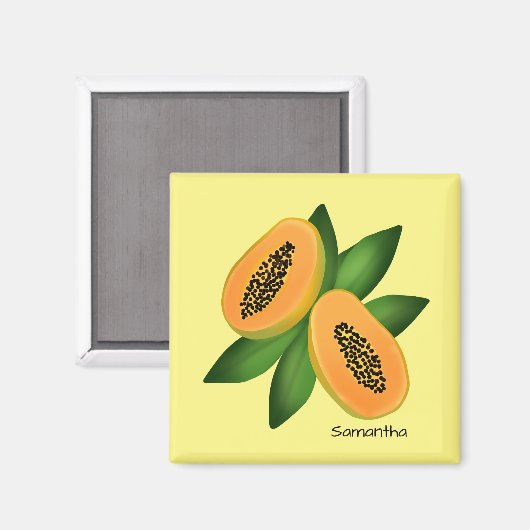 Papaya Fruchtwackelpapier Magnet (Vorderseite/Rückseite)