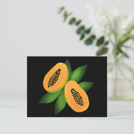 Papaya Fruchtwackelpapier Postkarte (Stehend Vorderseite)