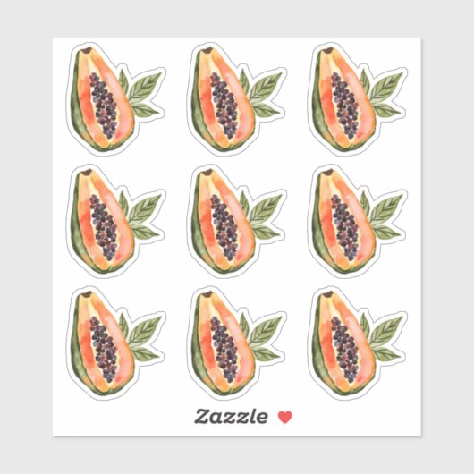 Papaya Fruit Watercolor Aufkleber (Blatt)