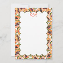 Papaya Fruit Watercolor Custom Stationery